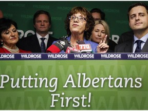 Heather Forsyth speaks at a news conference after being named the new interim leader of the Wildrose party in Calgary, on Dec. 22.