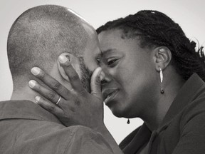 Janelle Cooper (R) plays Rainey in  The Adventures of A Black Girl in Search of God, in Calgary, February 2015.