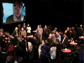 Family and friends of One Yellow Rabbit's Michael Green gather to remember him at the Big Secret Theatre in Calgary on February 11, 2015.