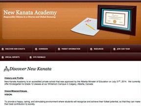 A screen image of the website for the New Kanata Academy