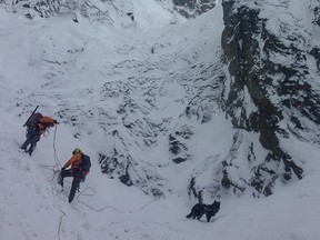 Parks Canada search crews work at Polar Circus, where Sgt. Mark Salesse went missing on Feb. 5, 2015.