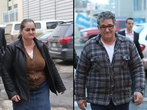 A composite photo of Rodica Radita (left) and Emil Marian Radita (right) at the time of their arrests in the death of their son, Alexandru Radita.