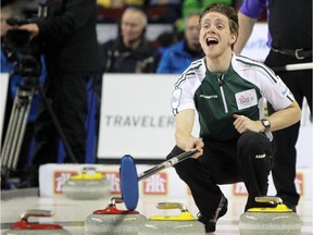 Team PEI skip Adam Casey during their game against Team Yukon at the Tim Hortons Brier in Calgary on February 28, 2015.