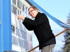 Christ Moravian Chuch Reverend Stephen Gohdes changed the sign outside his church on February 19, 2015. Gohdes often will make signs which will catch the attention of passing motorists.