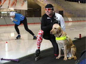 Speedskater Kevin Frost is mostly deaf and mostly blind but is still competing against able-bodied skaters, in the World Masters All-Round Games at the Olympic Oval this weekend.