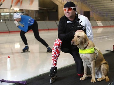 Speedskater Kevin Frost is mostly deaf and mostly blind but still competes against able-bodied skaters, in Calgary on February 5, 2015.
