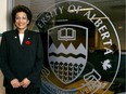 University of Alberta president Indira Samarasekera. Reader says budget cuts should start with salaries like hers.