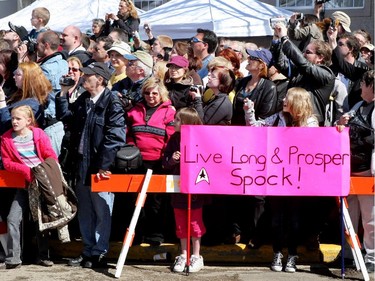 Fans jostled for a spot to be able to see actor Leonard Nimoy during his visit to Vulcan, AB. on April 23, 2010.