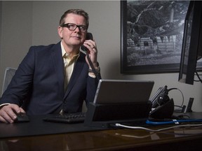 Clark Grue, president and CEO of Rainmaker Global Business Development, speaks with companies from around the world, often from his office in Calgary.