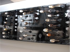 Mixed media art with spoons by Michelle Hoogveld, showcased in the 2014 Stampede Rotary Dream Home, by Homes by Avi.