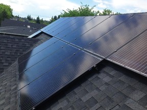 Solar panels on a roof. Courtesy, SkyFire Energy