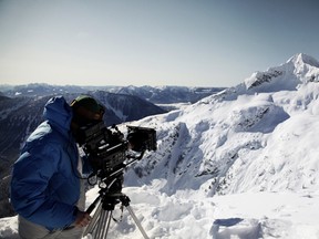 Simon Favier filming on location for FEW WORDS near Revelstoke, BC, CANADA