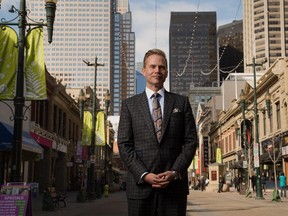 Todd Hirsch, chief economist with ATB Financial, along Stephen Avenue in Calgary on Monday, March 30, 2015.