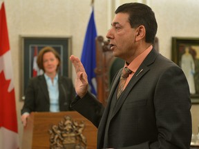 Naresh Bhardwaj pictured during a swearing-in ceremony in Edmonton on Dec. 13, 2013.