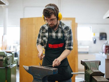 Malcolm Stielow working in the shop.