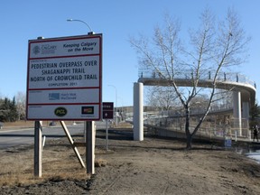 The Shaganappi Pedestrian Overpass construction site in Calgary on March 10, 2015.