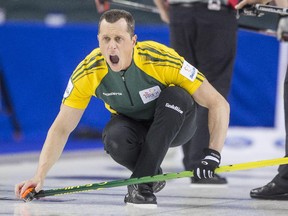 Northern Ontario second E.J Harnden set off the water cooler curling talk on Day 4 of the Brier when a night earlier he hit Ontario's Matt Camm on the foot with his broom to get him to stop kneeling so long on the ice.