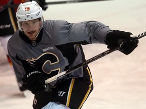 Calgary Flames Ladislav Smid during practise, in Calgary on November 24, 2014. The Flames announced Friday he's out for the season.