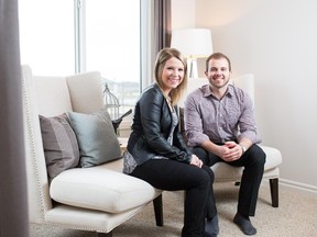 Engaged couple Tyson Frank and Genelle Babin have bought a duplex through Trico Homes, in the southeast community of Legacy.