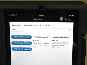 The tablet application used by City of Calgary census takers.