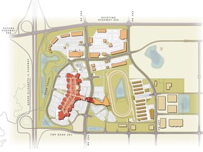 A plan, circa 2007, for the mall (CrossIron Mills) and horse racing facility at Balzac.
