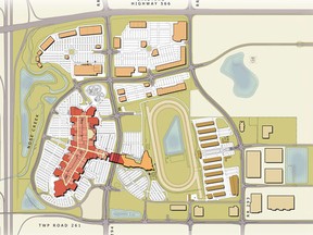 A plan, circa 2007, for the mall (CrossIron Mills) and horse racing facility at Balzac.