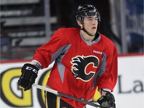 Calgary Flames left winger Michael Ferland skated with the team during practice at the Scotiabank Saddledome on December 5, 2014.