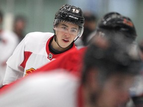 Calgary Flames left winger Johnny Gaudreau skated during practice at WinSport on March 20, 2015.