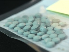 Calgary Police Service had a bag of seized Fentanyl on display during a press conference to raise awareness about the drug on March 25, 2015.