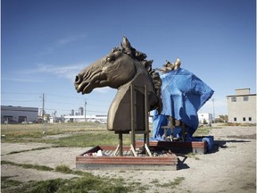 From the exhibition, Your Town is Our Town at the  Lougheed House.
Brent Mykytyshyn's Horse Heads, Ogden Road, S.E., 2010.