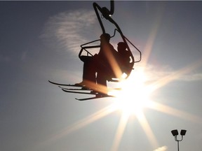 Gavin Young, Calgary Herald CALGARY, AB: MARCH 27, 2015 - Last Lift - Skiers and snowboarders enjoyed the last day of skiing at Canada Olympic Park on Friday evening March 27, 2015.  (Gavin Young/Calgary Herald)  (For City section story by TBA) Trax#