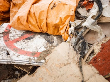 Garbage  was sorted and dumped in a pile at the Inglewood Bird Sanctuary