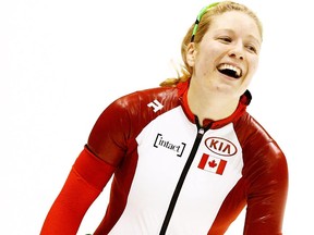 Kali Christ of Canada looks on after she competes in the Ladies 1000m race during day 2 of the ISU World Single Distances Speed Skating Championships held at Thialf Ice Arena on February 13, 2015 in Heerenveen, Netherlands.