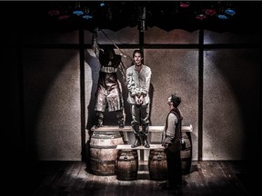 Karl Sine, Geoffrey Simon Brown and Christian Goutsis in the Shakespeare Company production of Equivocation. The company announced its 2015-16 season earlier this week.