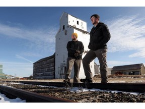 Jason Sailer and Cody Kapcsos have the keys to the province's only remaining Ogilvie Flour Grain Elevator.