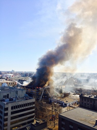 Lisa Helfrick sent in this photo of a massive fire in Mission on Saturday, March 7, 2015. She could see the blaze from her apartment.