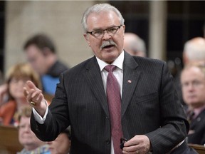 Agriculture Minister Gerry Ritz answers a question during Question Period in the House of Commons in February 2015.