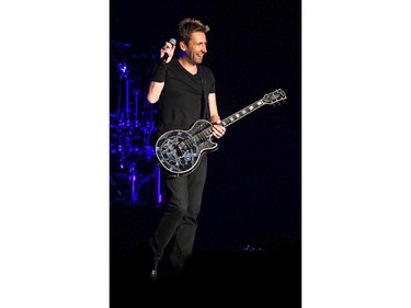 Nickelback lead singer  Chad Kroeger sang to the packed crowd during their tour stop in Calgary at the Scotiabank Saddledome on  March 12, 2015.