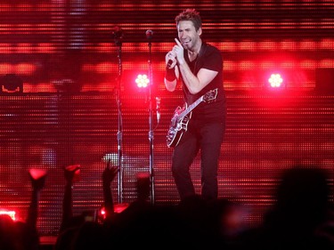 Nickelback lead singer Chad Kroeger sang to the packed crowd during their tour stop in Calgary at the Scotiabank Saddledome on  March 12, 2015.