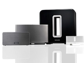 Sonos wireless speaker systems use Wi-Fi network, can stream audio to various speakers in different rooms.