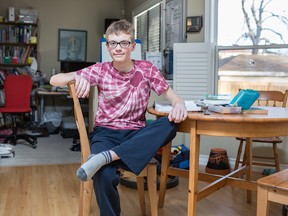 William Fraser, 14, is one of approximately 250 students enrolled in the Calgary Board of Education’s home-schooling program.