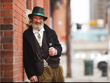 Lawrence Joeseph Patrick Ridley celebrates his 60th birthday in a leprechaun outfit on Tuesday, March 17, 2015. Ridley is the third generation in his family to be born on St. Patrick's Day, with a fourth being delivered by cesarean today.