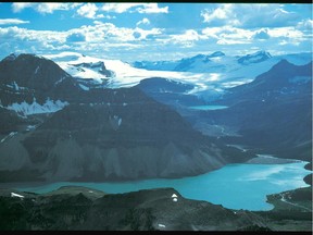 Wapta Icefield and Bow Lake, from Cirque Peak.
