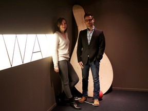 Wax Partnership's creative director, Trent Burton, right, and design director Monique Gamache at their office in Calgary.