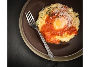 Tomatp Poached Egg on Polenta