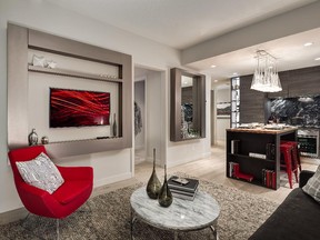 Great room in a unit at Park Point, by Qualex-Landmark.