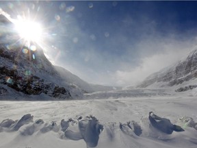 The Athabasca Glacier at the Columbia Icefield on October 17, 2012.