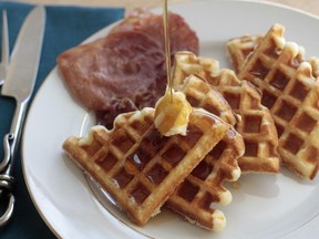 Crispy buttermilk waffles are great for lazy weekends. And leftovers make for quick weekday breakfasts.