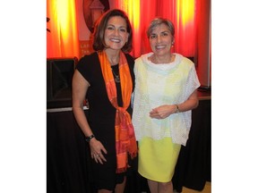Pictured at the Canadian Women for Women in Afghanistan (CW4WAfghan) 12th Annual Breaking Bread Fundraising Event held Apr 23 are keynote speaker, CTV National News Anchor Lisa LaFlamme (left) and Janice Eisenhauser, founder and executive director, CW4WAfghan.
