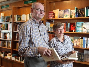 CALGARY, AB.; APRIL 20, 2015   --  Michael and Susan Hare pose in their Britannia book store Owls Nest Books Monday April 20, 2015. (Ted Rhodes/Calgary Herald) For Entertainment story by Eric Volmers. Trax # 00064375A